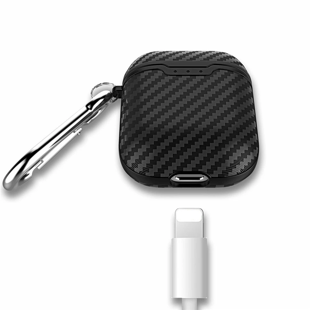 Роскошные углеродного волокна Беспроводной Bluetooth гарнитура чехол для Apple AirPods