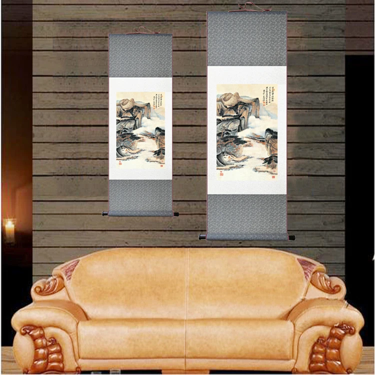 

Classic Abstract Art Wall Paintings Oriental Scenery Chinese Painting Silk Scrolls Home Decor Copy Famous Painter Works 2 Size