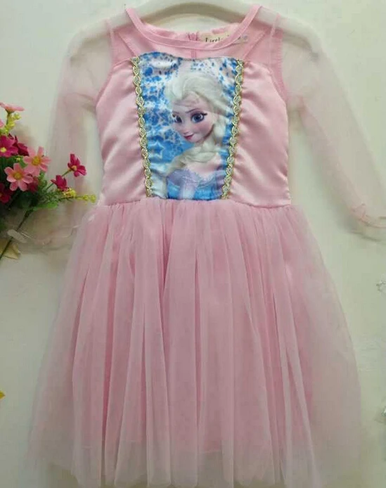 Hot sale Frozen princess elsa girls dress new autumn full spaghetti strap baby kids ball gown mini | Детская одежда и обувь