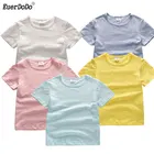 Дышащие Детские рубашки, хлопковые топы из бамбука для детей, Однотонная футболка для мальчиков, футболки для маленьких девочек, одежда для малышей 2-8 лет