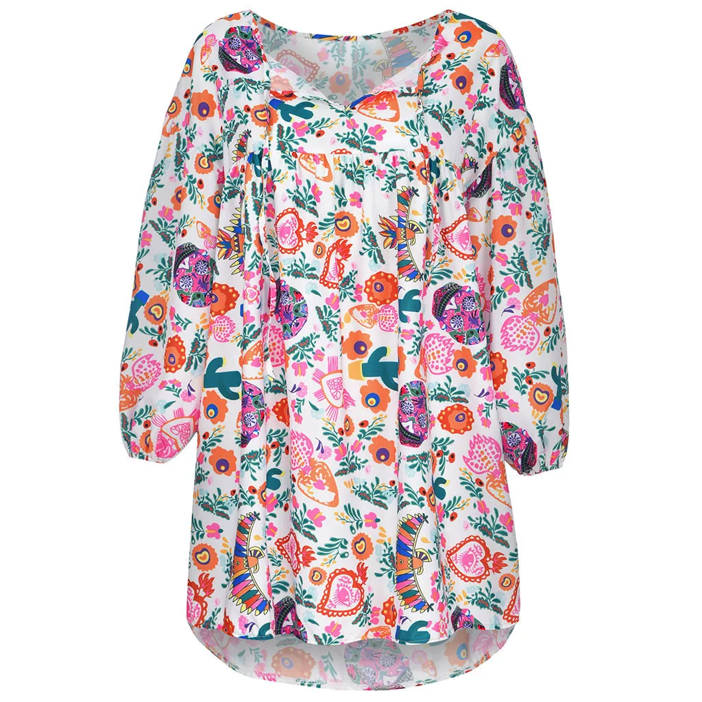 

New Dress women summer dress women Fashion Women Casual Loose Floral Print Three Quarter Sleeve Mini Dress Summer Dress Y723