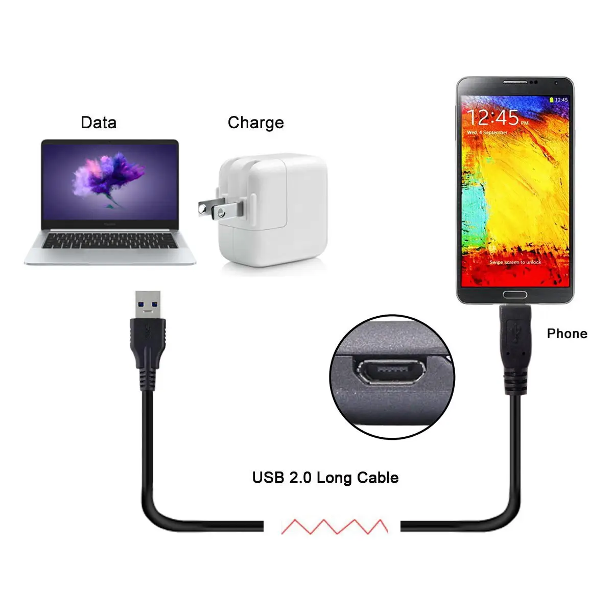 Кабель 8m 5m 3m Micro USB 5Pin к 2 0 Мужской кабель для передачи данных планшета и сотового