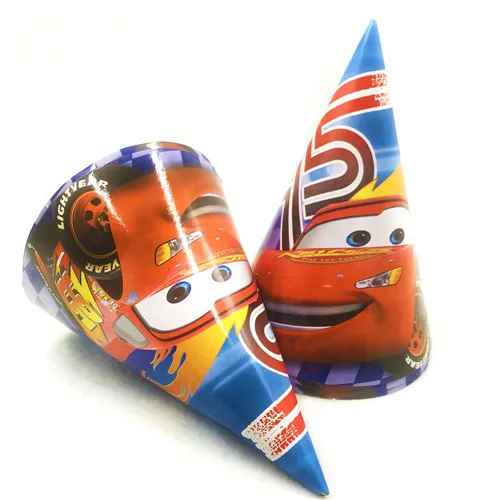 Hat 6pcs Lightning McQueen/принадлежности для тематической вечеринки с машинками, комплект для детской тематики, дня рождения, вечеринки, украшения, семейные вечерние принадлежности для душа - Цвет: Hat 6pcs