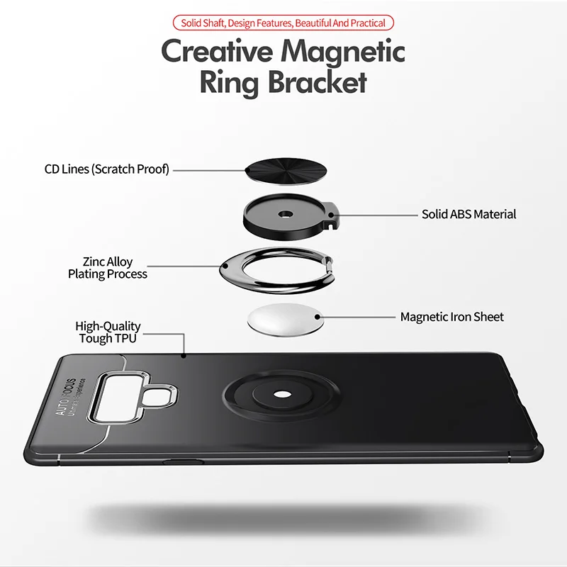 VRSDES чехол для Samsung Galaxy Note 9 8 S9 + S8 автомобильный держатель магнитное кольцо из ТПУ J3