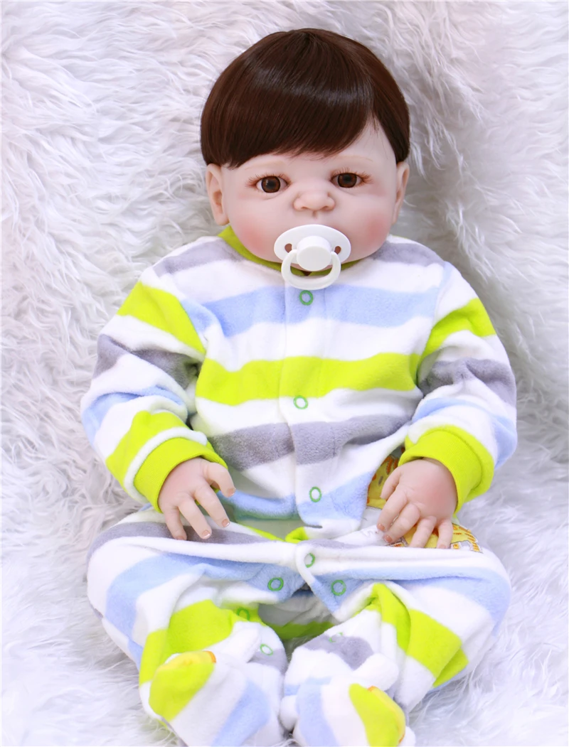 Кукла-реборн Boneca Bebe 55 см с синими/коричневыми глазами силиконовая кукла-реборн