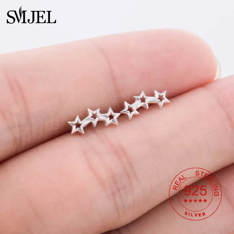 Женские и мужские серьги гвоздики SMJEL из стерлингового серебра 100% пробы в форме