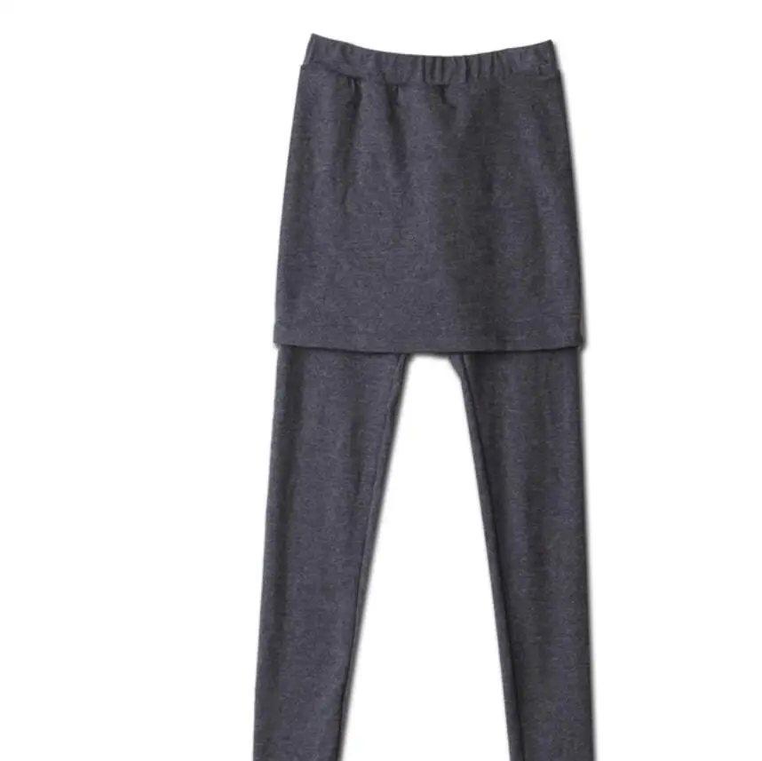 

False Two-piece Legging Gray Pantskirt Women Fashion Leggings With Mini Skirts Spring Slim Fit Leggins Casual Gray Black Legging