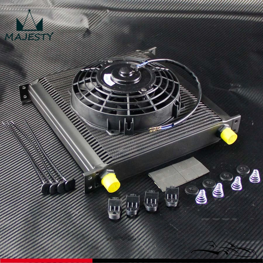 

40 Row AN10 Aluminum Engine & Transmission Oil Cooler + 7" Electric Fan kit
