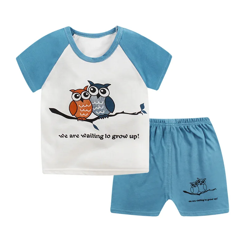 

2019 new baby boys clothes quality cotton kids clothing set summer short sleeve children's sets cartoon girls clothes body suit