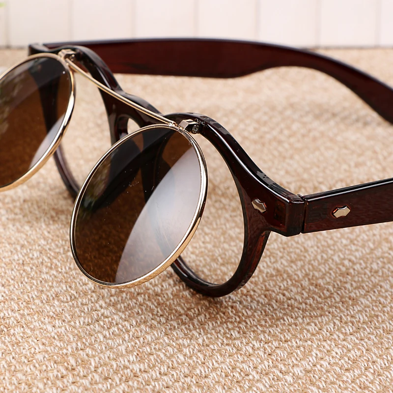 Красивые модные круглые солнцезащитные очки в стиле стимпанк женские ретро