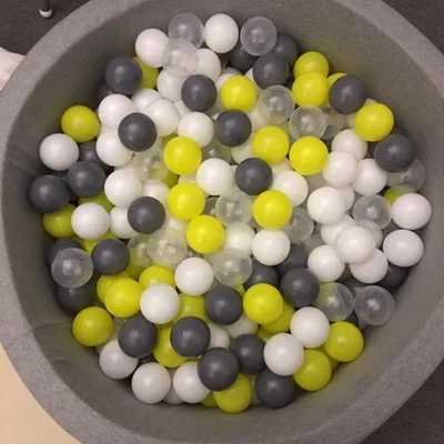 yellow grey white tr 80 шт./лот, серебристо-серый золотой мягкий пластиковый игрушечный шар, водный бассейн, Океанский волнистый шар, детские забавные игрушки, воздушный шар для снятия стресса, для занятий спортом на открытом воздухе - Цвет: yellow grey white tr