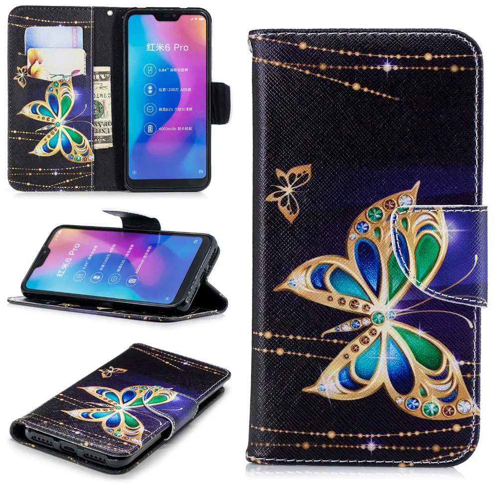 For fundas Xiaomi Redmi 6 Pro Case Cover coque 6A Redmi6A + Card Holders |