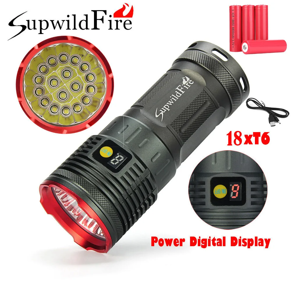 ISHOWTIENDA водонепроницаемый Supwildfire 18 x XM-L T6 светодиодный Мощность цифровой Дисплей Охота фонарик цифровой светодиодный фонарик# g30