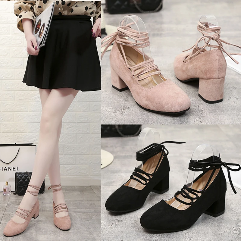 HEE GRAND/женские элегантные туфли лодочки на шнуровке среднем каблуке с круглым