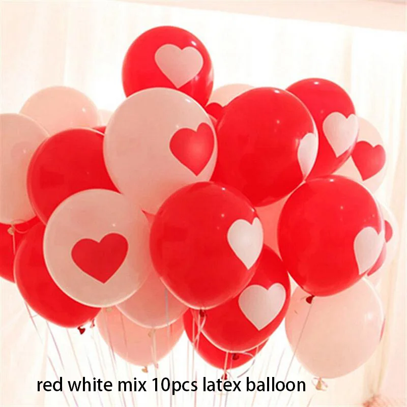 red white mix 10 шт./лот, 18 дюймов, шары на день рождения, розовое золото, красное сердце, гелиевые фольгированные шары для детского душа, День Святого Валентина, декор для свадебной вечеринки - Цвет: red white mix