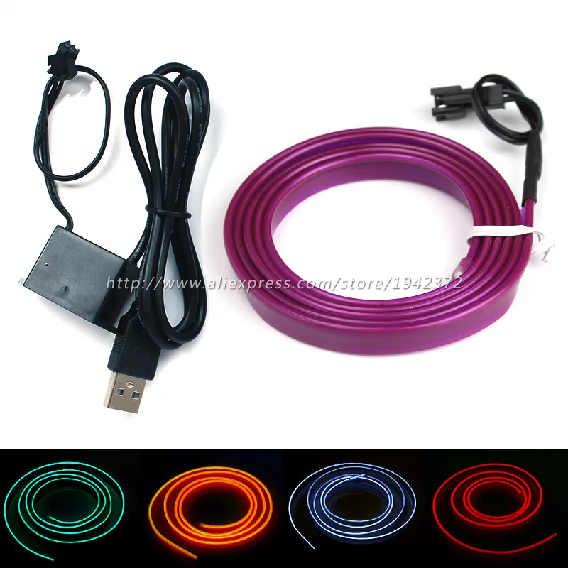 

Flexible Car Strip 12V 1M/5M EL Wire Rope Neon Light Decor Party Dance DIY Decorative Line with USB Connector Car Styling