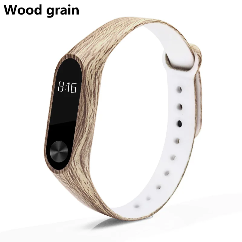 Новинка, цветной ремешок mi band 2, силиконовый ремешок mi 2, сменные ремешки на запястье, ремень correa mi band 2 для xiaomi, смарт-браслеты - Цвет: Wood grain