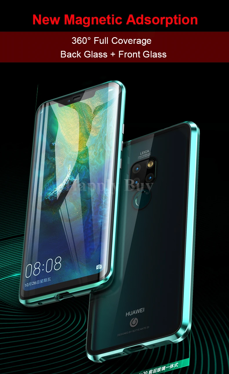 Передний и задний стеклянный Магнитный чехол для huawei mate 20 Pro, чехол 360, полная защита, противоударный чехол для huawei mate 20Pro, чехол
