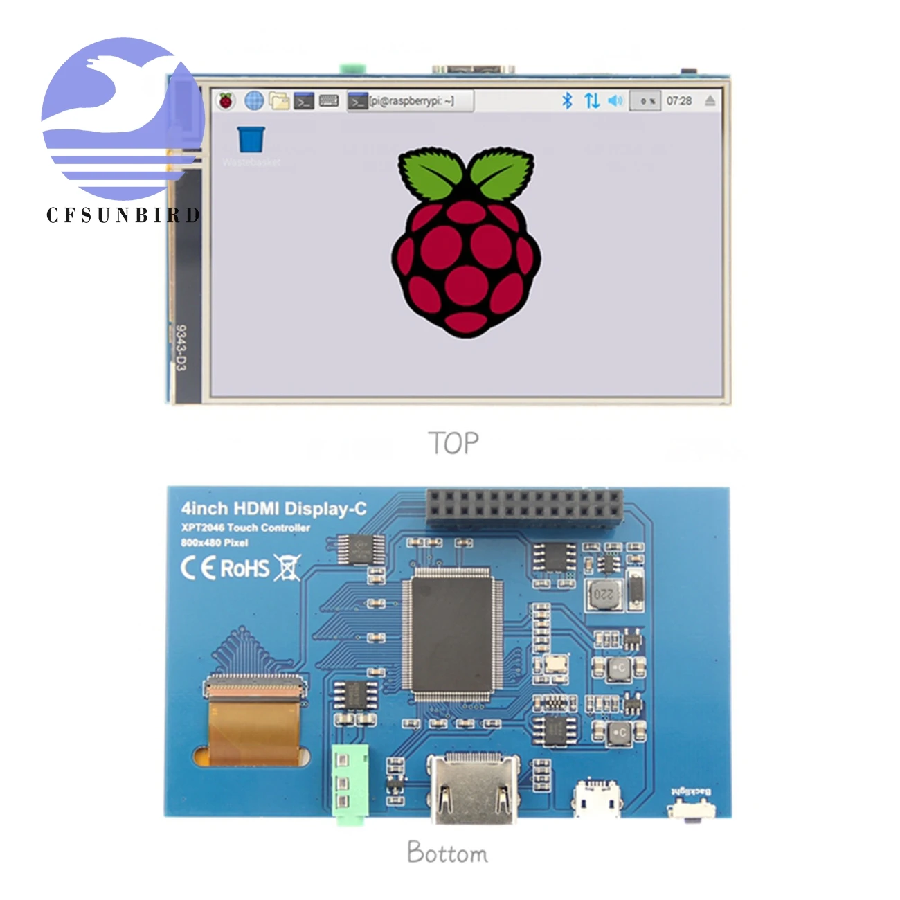 4," дюймовый HDMI ips ЖК-монитор экран модуль дисплей с GPIO резистивная сенсорная панель аудио выход для Raspberry Pi 4