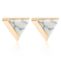 cute girls punk square triangle stone stud earring women fashion geometric round earring female party jewelry gifts