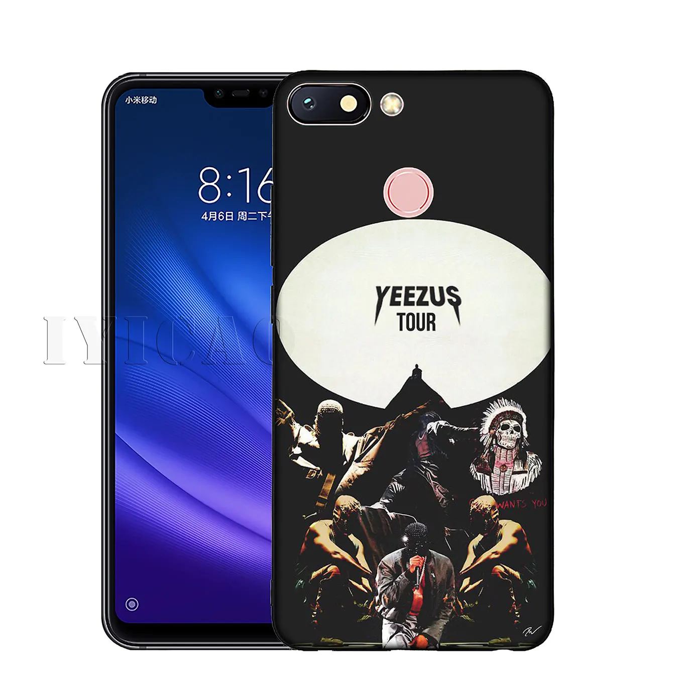 IYICAO Kanye West Yeezus Soft Silicone Phone Case for Xiaomi Redmi K30 K20 8A 7A 6A 5A S2 GO Note 8 8T 7 5 6 Pro Black Cover |