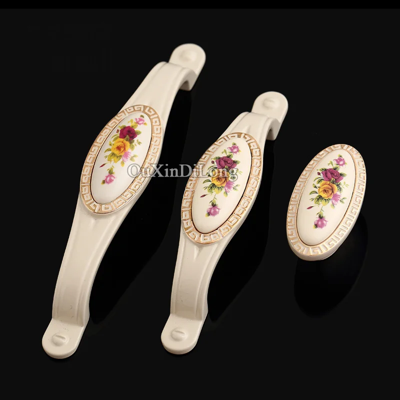 Новые 10 шт. европейские керамические трещины/печать кухонная дверь мебель ручки