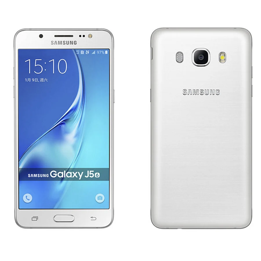 Разблокированный samsung Galaxy J5 J510F четырехъядерный 5,2 дюймов 2 Гб ОЗУ 16 Гб ПЗУ 13 МП LTE Dual SIM отремонтированный мобильный телефон