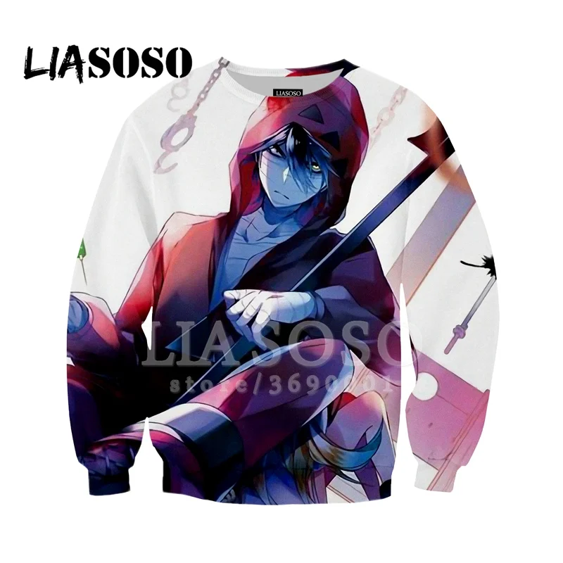 LIASOSO, новинка, Толстовка Harajuku, толстовки, 3D принт, аниме, ангелы смерти, для мужчин и женщин, с круглым вырезом, пуловеры с длинным рукавом, хорошее качество, X1303