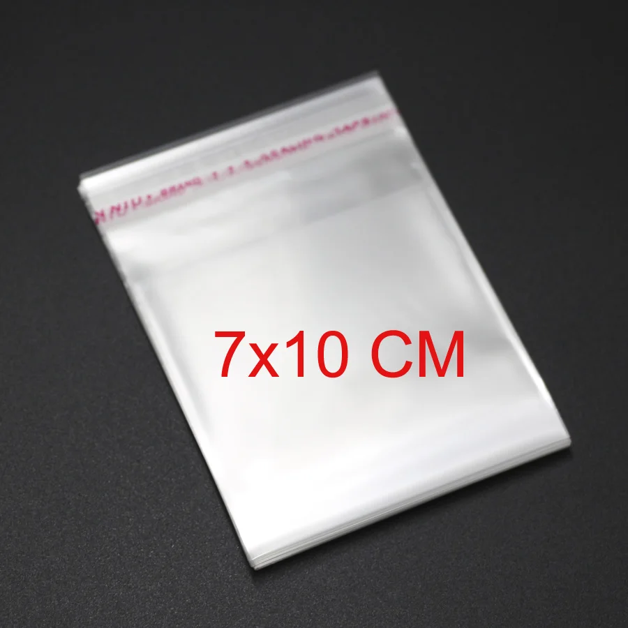 200pcs 7x10cm Много прозрачных целлофановых пакетов для виолончели, пластиковых OPP карт, дисплея, самоклеющихся, кожуры, уплотнения - Цвет: 200pcs 7x10cm