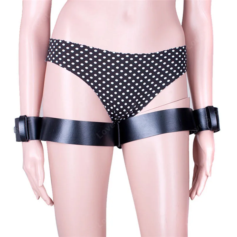 Наручники из искусственной кожи и фиксаторы для ног наручники фетиш раб бондаж