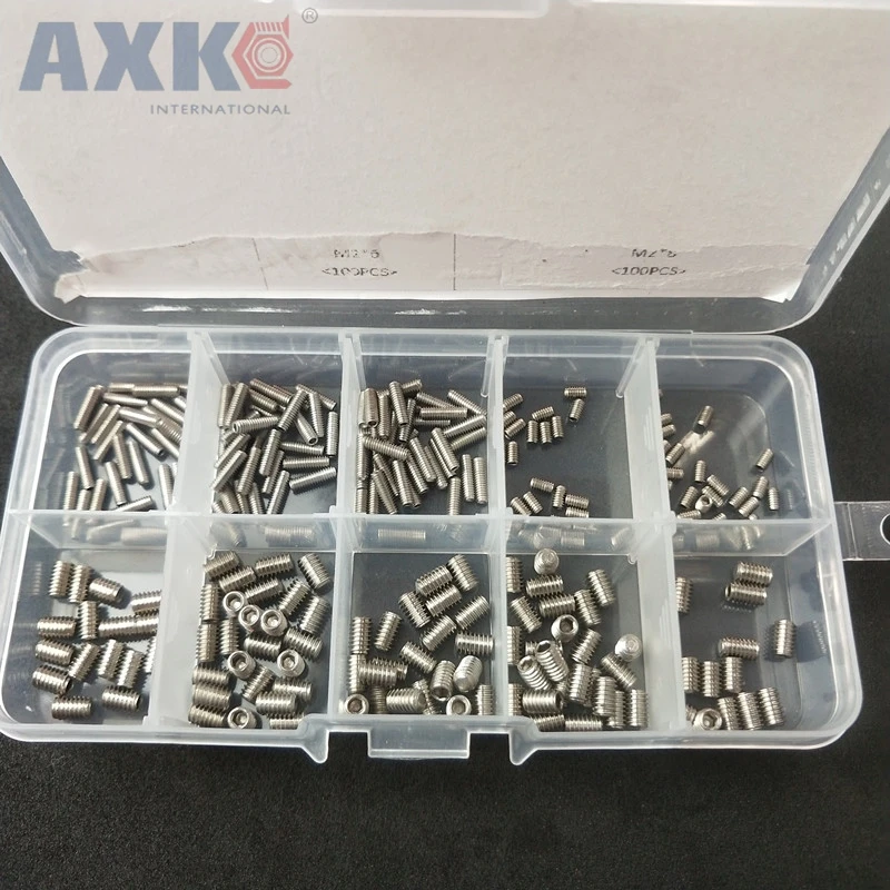 AXK 300 шт./компл. 304 нержавеющая сталь Din 913 плоская безголовая шестиугольная