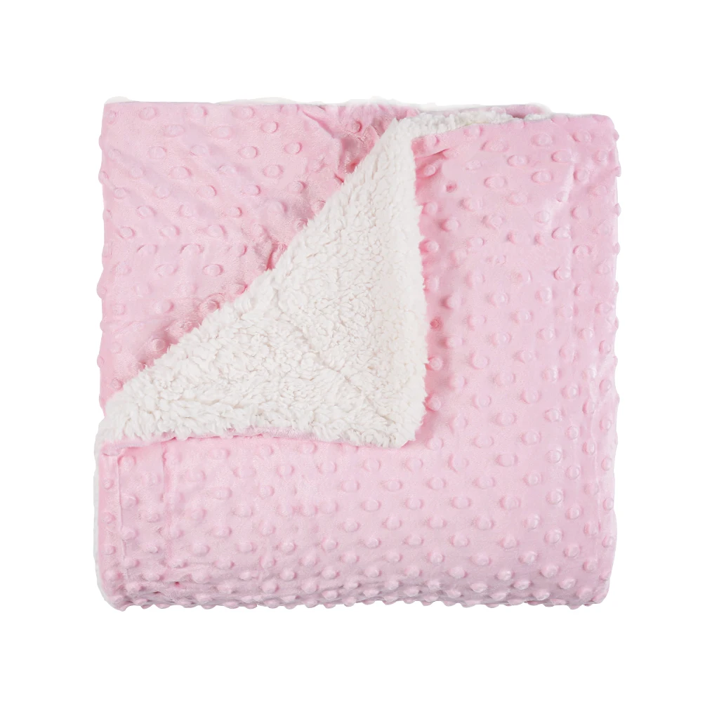 Pink LANGRIA двустороннее мягкое детское одеяло из шерпы Minky с точечной подложкой для стимуляции касания, уютное теплое, не выцветает, машинная стирка - Цвет: Pink