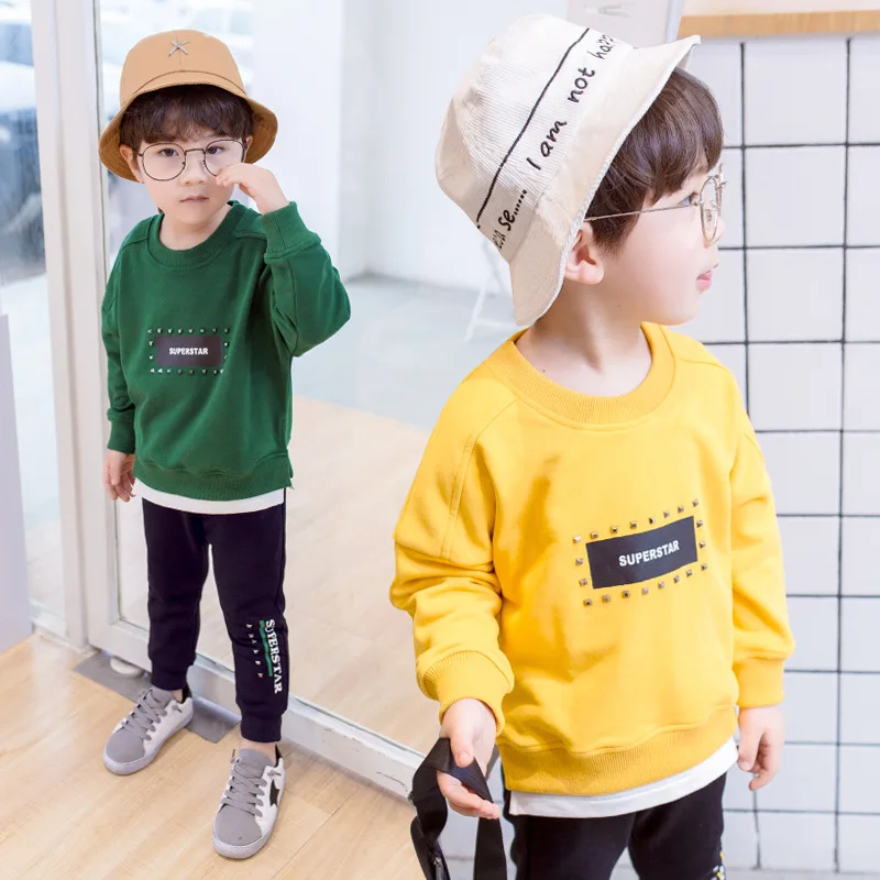 2018 Spring Autumn New Fashion Boys Long Sleeved Pullover Cotton Casual Shirts Trousers Clothings Suits Popular Tidal |