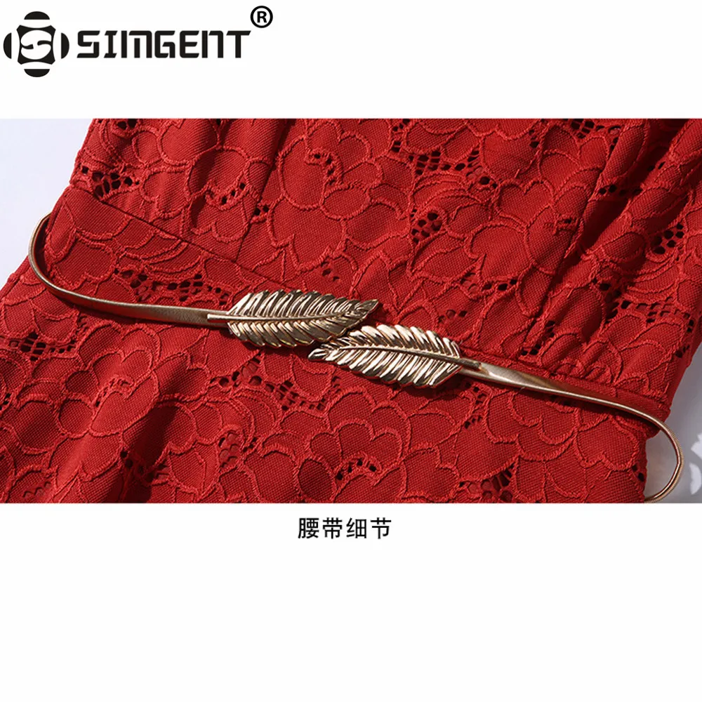 Женское винтажное платье без рукавов Simgent однотонное Кружевное миди с поясом на