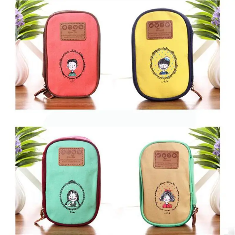 Милый холщовый чехол для карандашей с мультяшным рисунком мальчиков и девочек