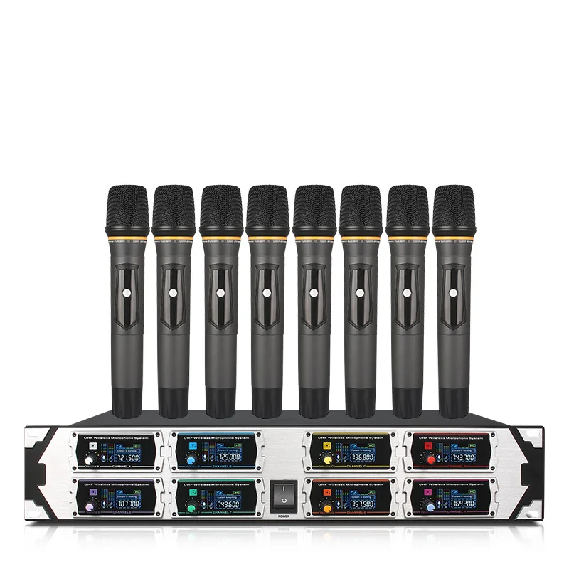 ERZHEN Профессиональная Беспроводная микрофонная система UHF8 channel портативная