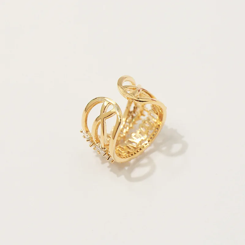 2019 Popular fashion copper accessories beautiful shiny irregular square stone open ring love engagment rings for women | Украшения и