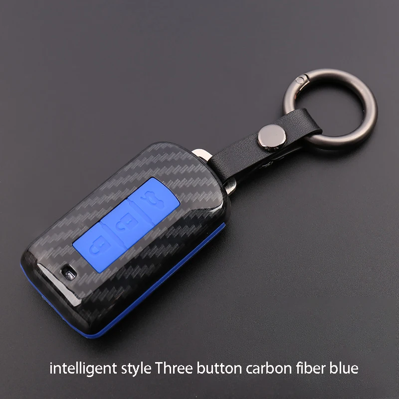 carbon fiber blue Для Mitsubishi ASX Outlander Pajero lancerex пульт дистанционного управления ключ чехол двери автомобиля брелок Organzier ключ чехол автомобильные аксессуары - Цвет: carbon fiber blue