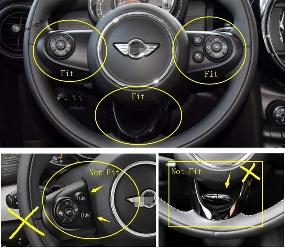 Yimaautotrims Steering Wheel Button Cover Trim For Mini Cooper F55 F56 F57 3 Door / 5 2014 - 2019 ABS Interior Mouldings | Автомобили и