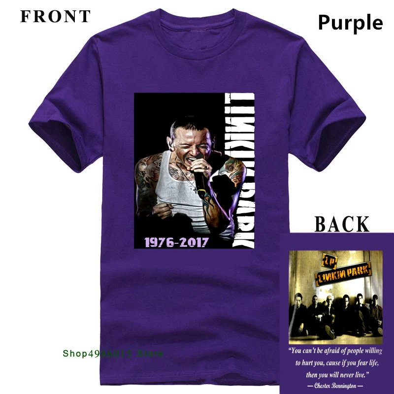 Фиолетовый Новая мужская футболка Linkin Park Bennington, черные хлопковые футболки для мужчин, новинка, хлопок, высокое качество, топ-футболка размера плюс - Цвет: Фиолетовый