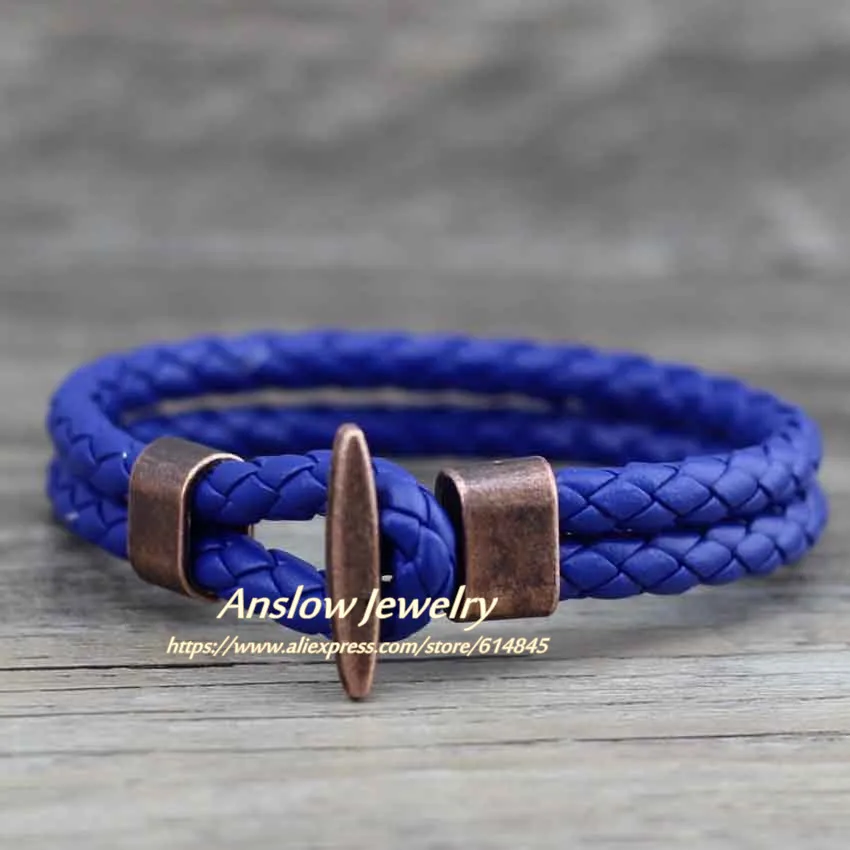 Anslow модные ювелирные изделия панк рок античные покрытые медью ПУ кожа браслет и
