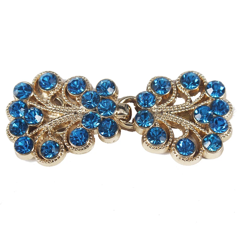 20 комплектов застежки для рукоделия кнопки синий кристалл золотой цвет