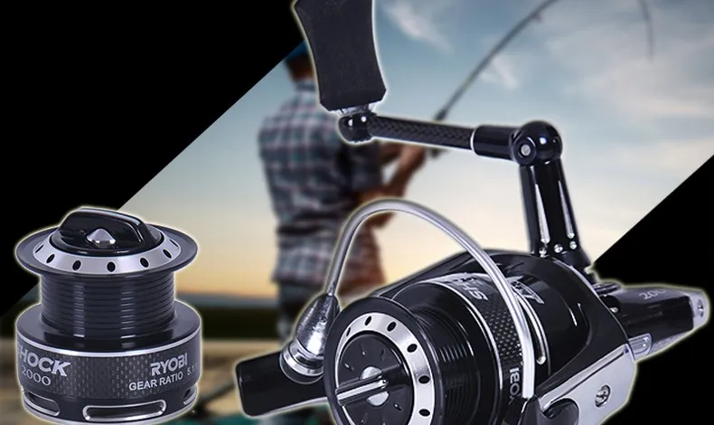RYOBI SHOCK 7+ 1BB 5,0: 1 5,1: 1 1000-4000 Размер спиннинговые Рыболовные катушки 5 кг Drag Carretilhas De Pescaria Moulinet Peche катушка для карпа