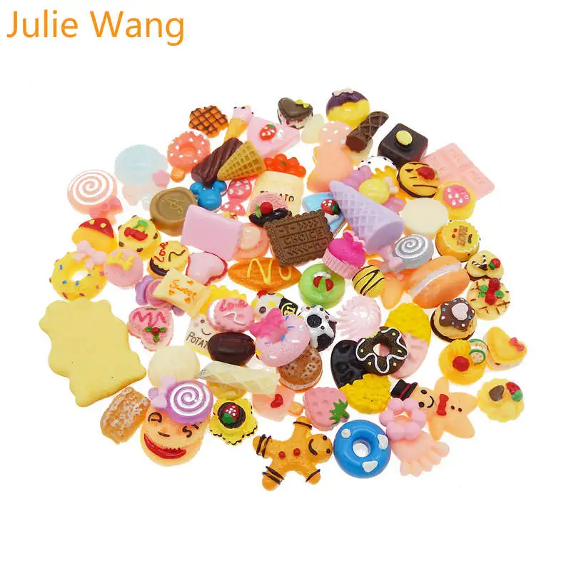 Julie Wang 20 шт. каучуковая еда торт хлеб леденцы кабошон слизь талисманы случайный