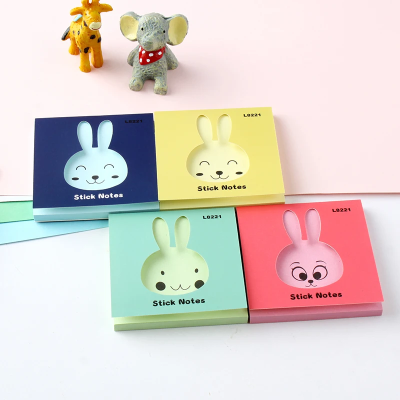 

JUGAL 8pcs/Lot Korean Kawaii Cute Rabbit Memo Pad Notepads School Stationery Sticker Message Notes Office Accessories