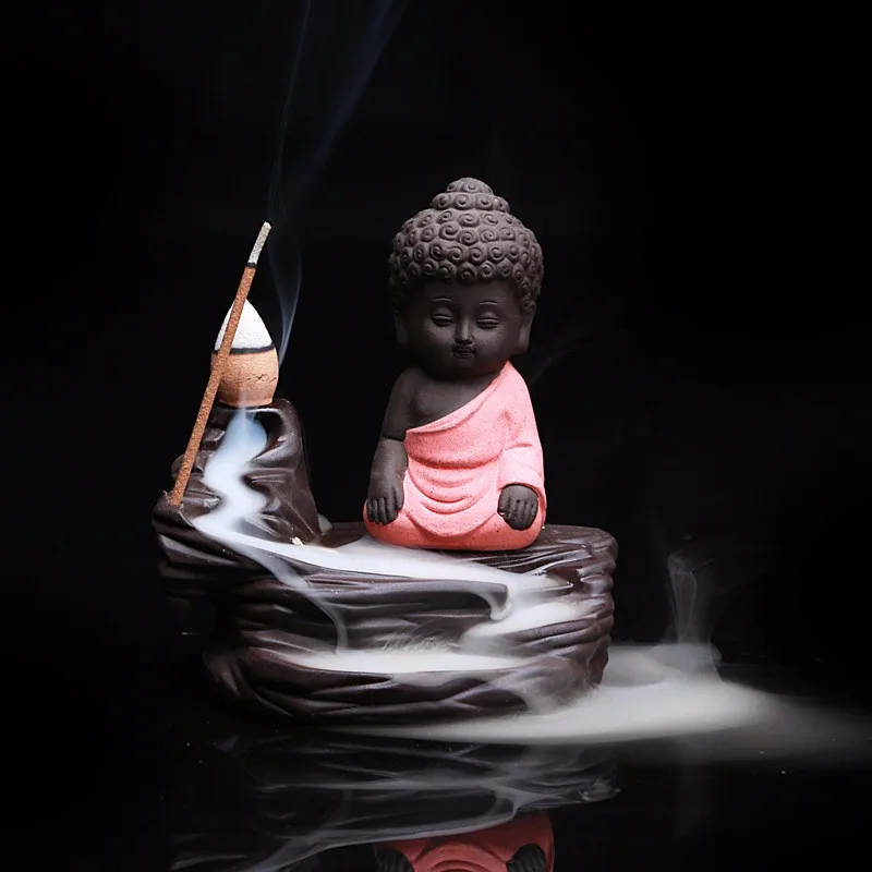Креативный домашний Декор маленький монах курильница маленькая Будда горелка обратная палочка курильница фиолетовая глина курильница украшение дома