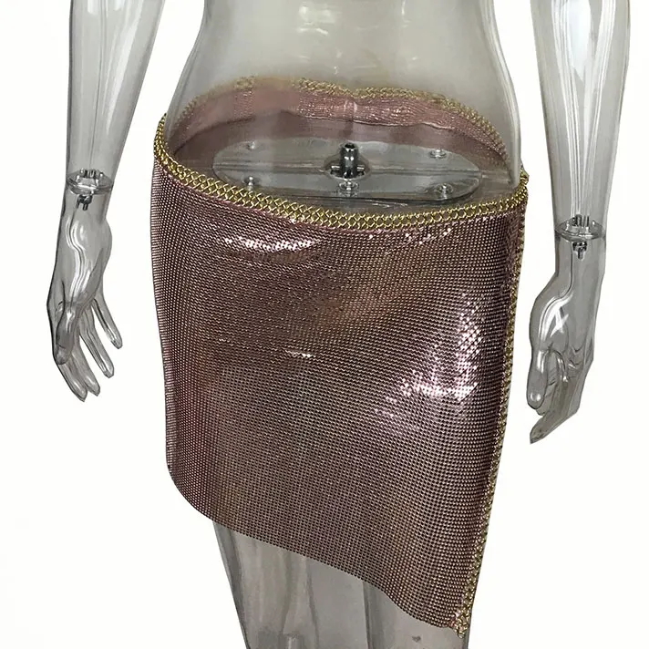 Rose Gold Skirt GACVGA, сексуальный металлический короткий пляжный топ, футболка для фитнеса, летние топы женские, с блестками, топ на бретелях, Bralette, сексуальный укороченный, женственный Blusa - Цвет: Rose Gold Skirt