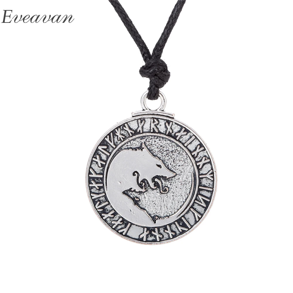 EUEAVAN 15 шт. ожерелье с гигантским волком викинга кулон в виде животного Futhark руны