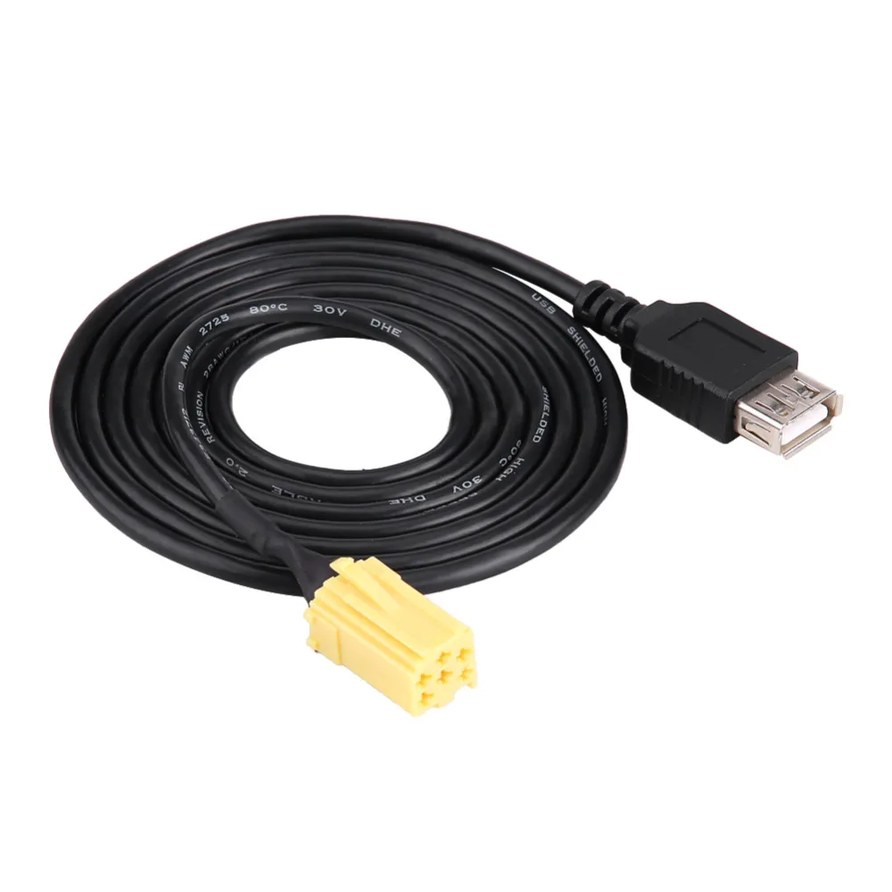 153,5 см автомобиль MINI-ISO 6 Pin разъем черный USB Кабель-адаптер головных устройств с функцией AUX для Alfa Romeo Fiat