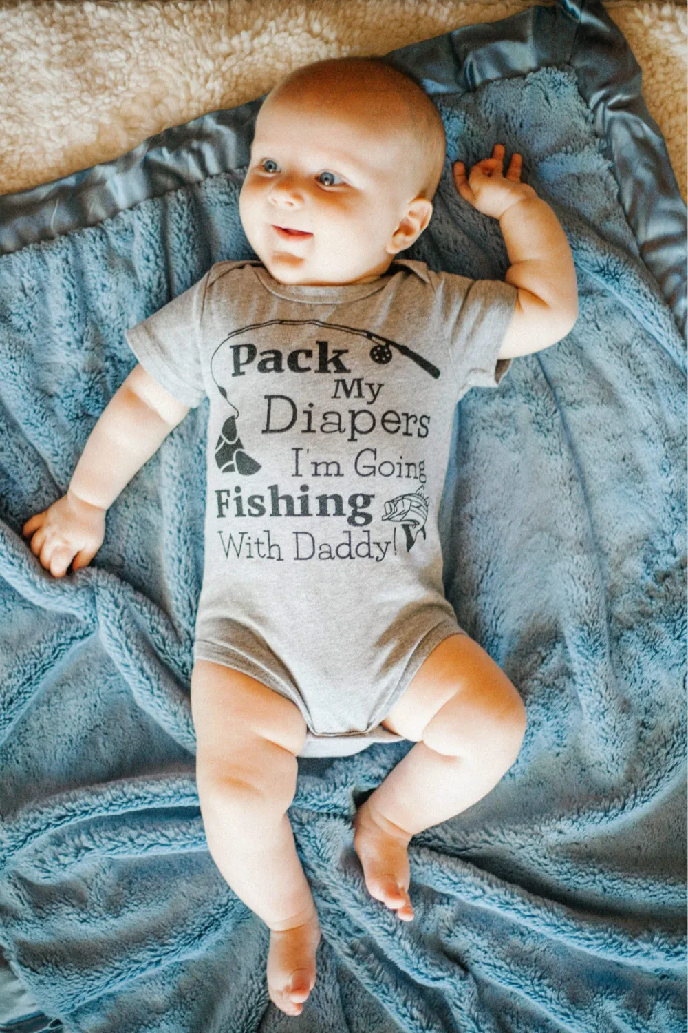 

I Am Going Fishing with Daddy Letter Printed Newborn Baby Girl Short SleeveRomper Toddler Jumpsuit Outfits
